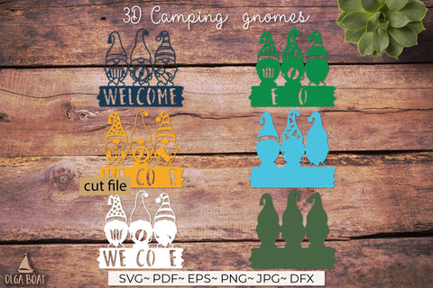 Camping Welcome Gnomes Svg | Camper Sign 3D Paper Olga Boat Design 