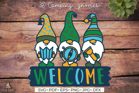 Camping Welcome Gnomes Svg | Camper Sign 3D Paper Olga Boat Design 