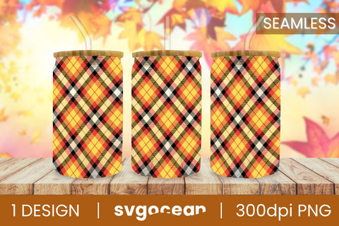 Can Glass Buffalo Plaid | PNG | 16 Oz | 20 Oz Libbey Glass SVG SvgOcean 