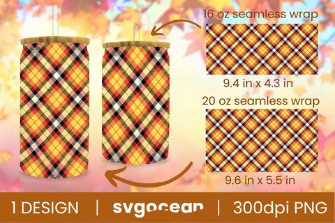 Can Glass Buffalo Plaid | PNG | 16 Oz | 20 Oz Libbey Glass SVG SvgOcean 