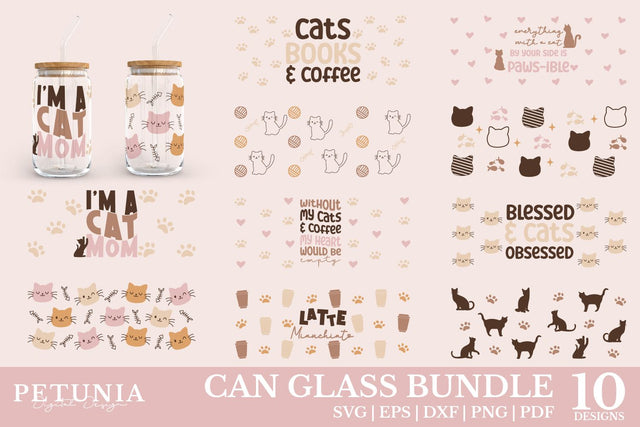 Can Glass SVG Bundle | Cat Svg Bundle SVG Petunia Digital Design 