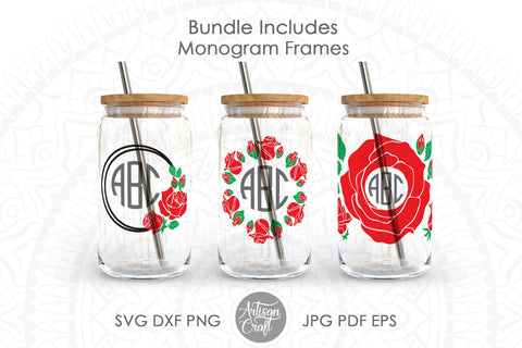 Can Glass SVG with Roses SVG Artisan Craft SVG 