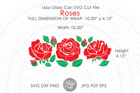 Can Glass SVG with Roses SVG Artisan Craft SVG 