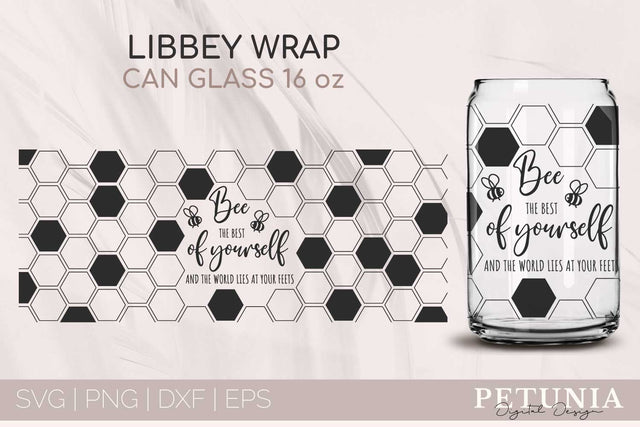 Can Glass Wrap | Bee Can Glass Full Wrap SVG SVG Petunia Digital Design 