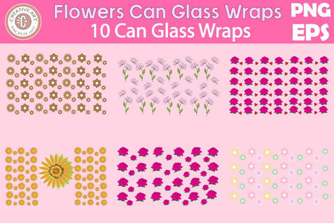 Can Glass Wrap Bundle, Flowers Can Glass Wrap PNG,EPS Floral SVG jacpot007 