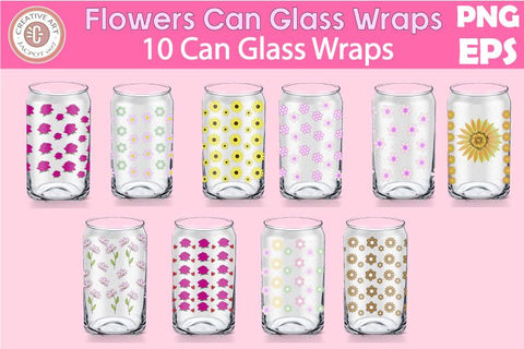 Can Glass Wrap Bundle, Flowers Can Glass Wrap PNG,EPS Floral SVG jacpot007 