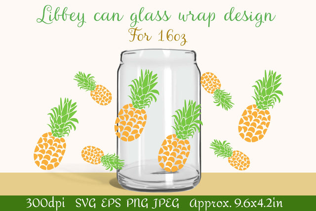 Can glass wrap design 16oz | Pineapple SVG SVG LuckyTurtleArt 