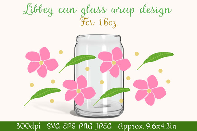 Can glass wrap design 16oz | Plumeria flowers and leaves SVG SVG LuckyTurtleArt 