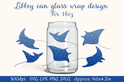 Can glass wrap design 16oz | Stingray SVG SVG LuckyTurtleArt 