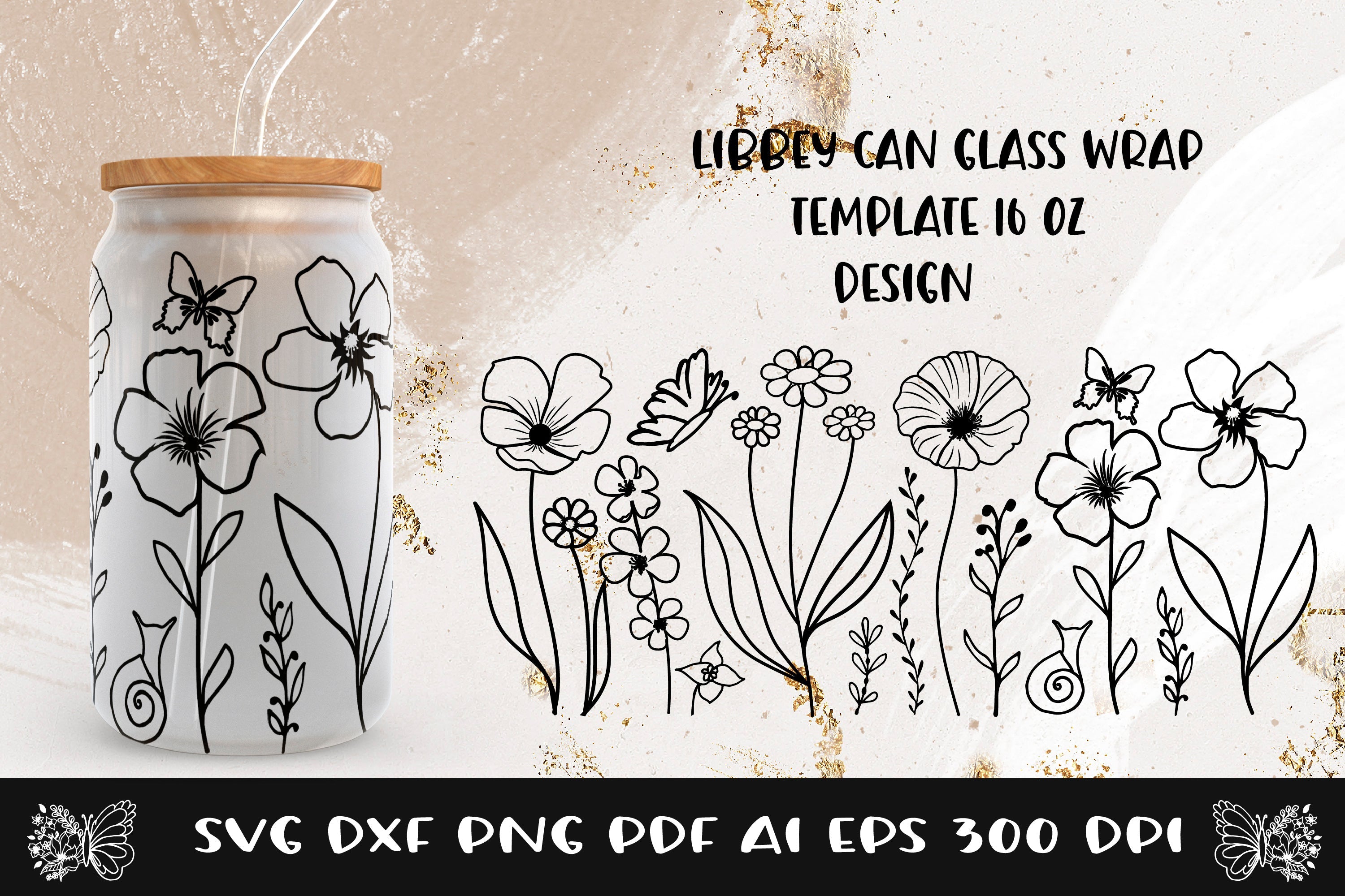 Retro Libbey Glass Wrap  Good Vibes Can Glass SVG - So Fontsy