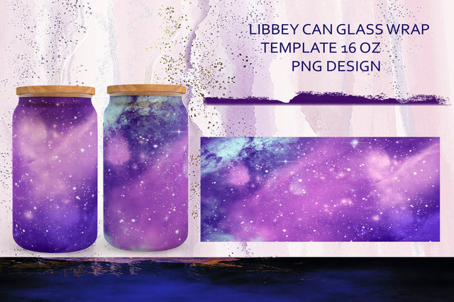 Can Glass Wrap Nebula. Libbey Glass Can Full Wrap. Sublimation Samaha Design 