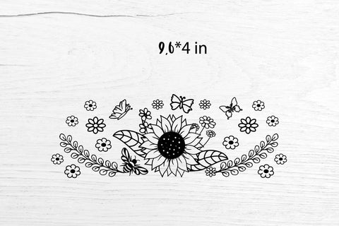 Can Glass Wrap Sunflower. Libbey Can Glass Full Wrap. SVG Samaha Design 