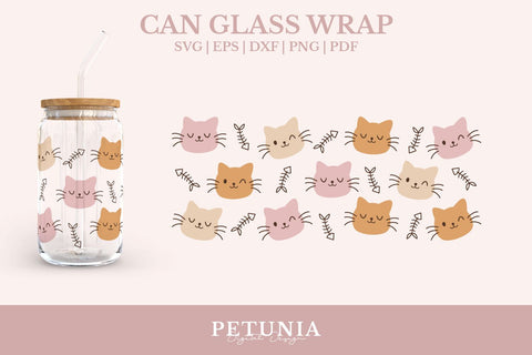 Can Glass Wrap SVG Bundle | Cat Svg Bundle SVG Petunia Digital Design 