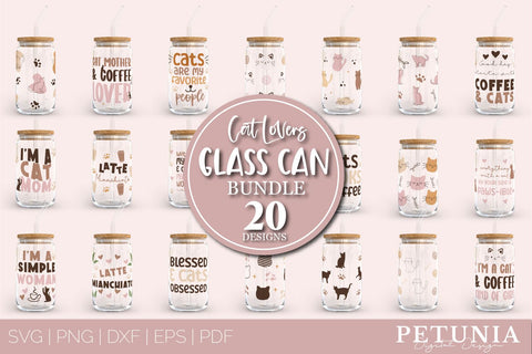 Can Glass Wrap SVG Bundle | Cat Svg Bundle SVG Petunia Digital Design 
