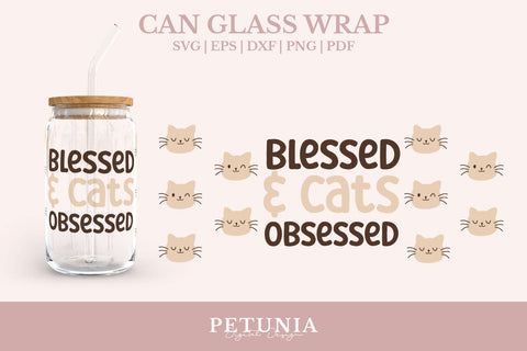 Can Glass Wrap SVG Bundle | Cat Svg Bundle SVG Petunia Digital Design 