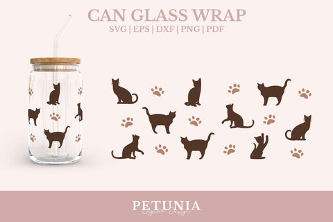Can Glass Wrap SVG Bundle | Cat Svg Bundle SVG Petunia Digital Design 
