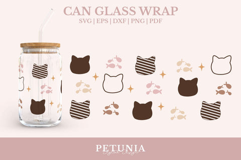 Can Glass Wrap SVG Bundle | Cat Svg Bundle SVG Petunia Digital Design 