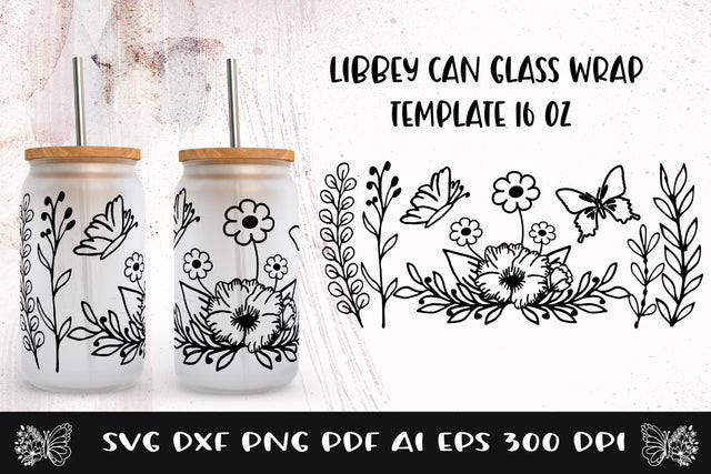 Can Glass Wrap SVG. Libbey Glass Full Wrap Cut File. SVG Samaha Design 
