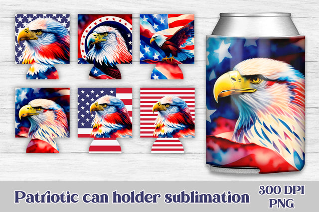 Can holder sublimation | Patriotic eagle can cooler Sublimation Svetana Studio 