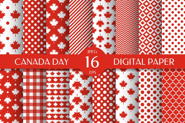 Canada Day Digital Paper Bundle. Canadian Maple Seamless Pattern Digital Pattern LaBelezoka 