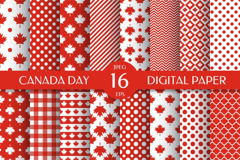 Canada Day Digital Paper Bundle. Canadian Maple Seamless Pattern Digital Pattern LaBelezoka 