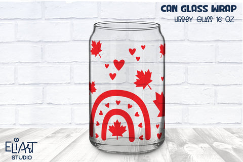 Canada Day Libbey Glass Can SVG, Patriotic Beer Can Glass Wrap, 16 OZ Libbey Glass PNG. SVG Elinorka 