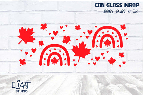 Canada Day Libbey Glass Can SVG, Patriotic Beer Can Glass Wrap, 16 OZ Libbey Glass PNG. SVG Elinorka 