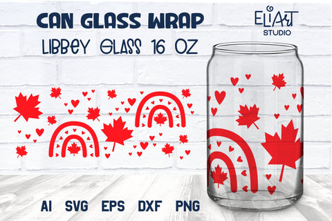 Canada Day Libbey Glass Can SVG, Patriotic Beer Can Glass Wrap, 16 OZ Libbey Glass PNG. SVG Elinorka 