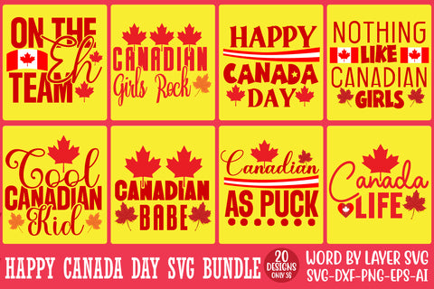 Canada Day SVG Bundle, 20 Canada SVG Cut File, Happy Canada Day svg bundle SVG Rafiqul20606 