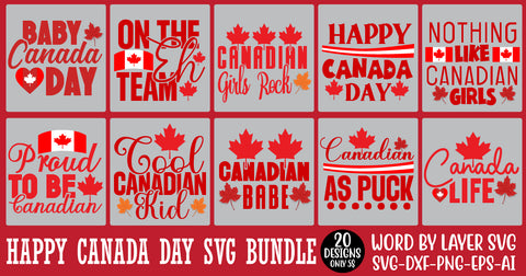 Canada Day SVG Bundle, 20 Canada SVG Cut File, Happy Canada Day svg bundle SVG Rafiqul20606 