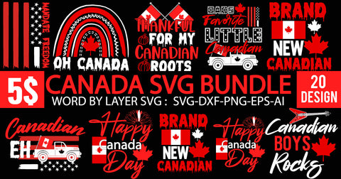 Canada Day SVG Bundle , Canada SVG Bundle Quotes , 20 Canada SVG Cut File SVG BlackCatsMedia 