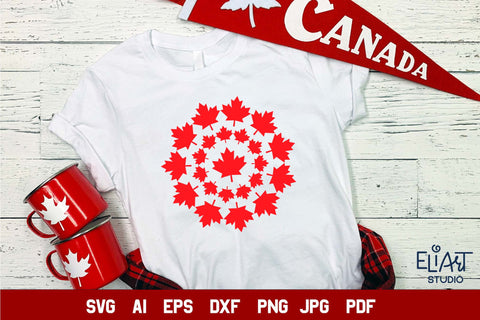 Canada Day SVG, Maple Leaf SVG Mandala Design, Patriotic PNG Design. SVG Elinorka 