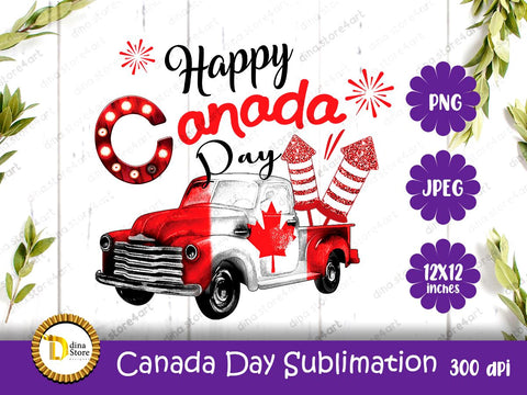 Canada Day Truck Sublimation Design Sublimation Dina.store4art 