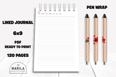 Canada Notebook Lined Journal + Pen Wrap 1 Sublimation Marilakits 