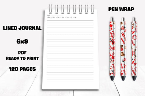 Canada Notebook Lined Journal + Pen Wrap 2 Sublimation Marilakits 
