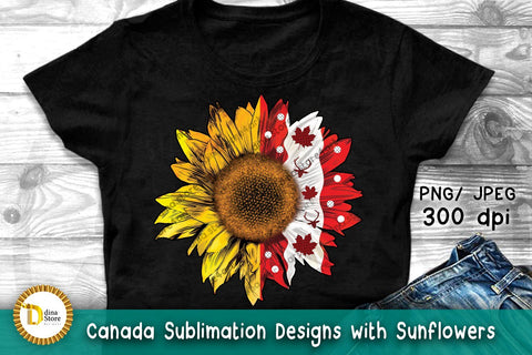 Canada Sublimation designs with Sunflowers -Canada day Sublimation Dina.store4art 