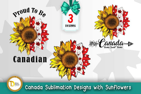 Canada Sublimation designs with Sunflowers -Canada day Sublimation Dina.store4art 