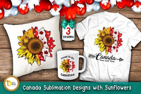 Canada Sublimation designs with Sunflowers -Canada day Sublimation Dina.store4art 