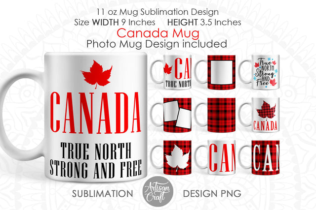 Canadian mug sublimation PNG with red plaid Sublimation Artisan Craft SVG 