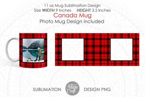 Canadian mug sublimation PNG with red plaid Sublimation Artisan Craft SVG 