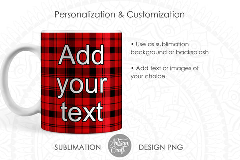 Canadian mug sublimation PNG with red plaid Sublimation Artisan Craft SVG 