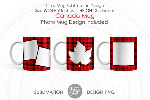 Canadian mug sublimation PNG with red plaid Sublimation Artisan Craft SVG 