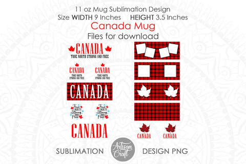 Canadian mug sublimation PNG with red plaid Sublimation Artisan Craft SVG 