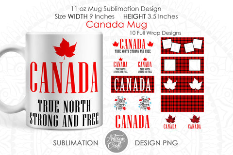 Canadian mug sublimation PNG with red plaid Sublimation Artisan Craft SVG 