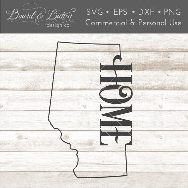 Canadian Province Outline "Home" SVG File Alberta AB SVG Board & Batten Design Co 