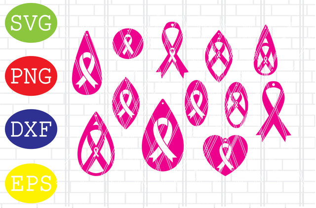 Cancer Awareness Earrings Svg, Earring Bundle Svg SVG DigitalSvgFiles 
