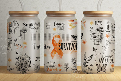 Cancer Awareness, Pink Ribbon tumbler, 16 oz Libbey Glass Can, Motivational Tumbler, Survivor Affirmations, Floral Tumbler, Digital Sublimation Syre Digital Creations 