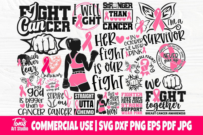 Cancer Awareness SVG Bundle, Breast Cancer Svg Png SVG TonisArtStudio 