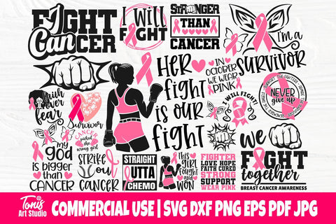 Cancer Awareness SVG Bundle, Breast Cancer Svg Png SVG TonisArtStudio 