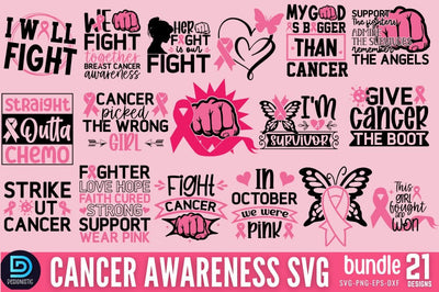 Cancer Awareness SVG Bundle SVG DESIGNISTIC 